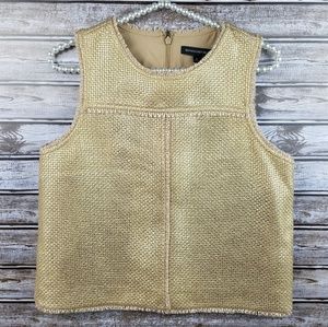 Banana Republic gold tweed fringe sleeveless top S